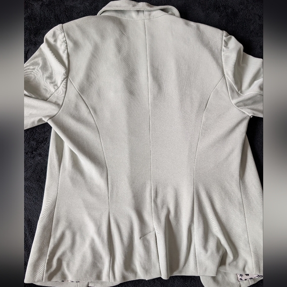 Sage Green Open Front Scuba Blazer Floral Lining Office Casual Feminine Sz S - Picture 13 of 15